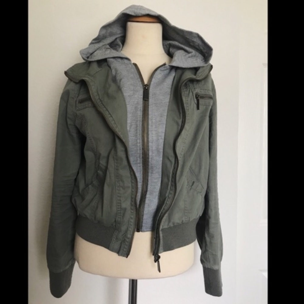 full tilt army green/ grey hood jacket
